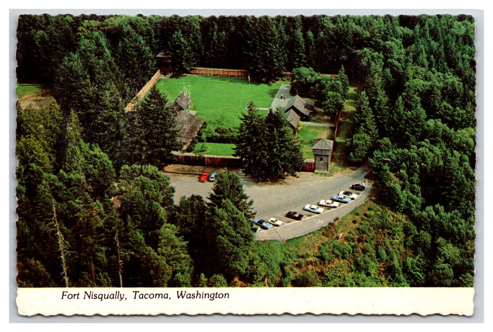 Aerial View Fort Nisqually Tacoma Washington UNP Continental Postcard Z6