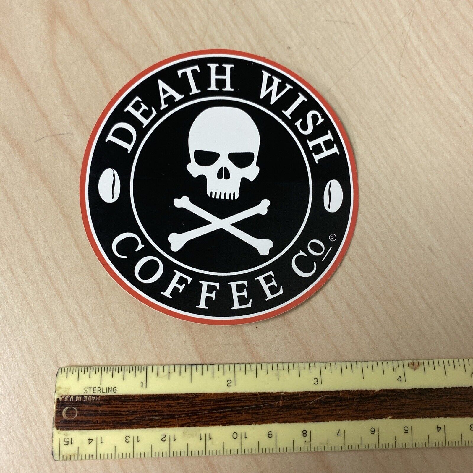 Death Wish Coffee Decal / Sticker Original Skull Crossbones 3 1/2