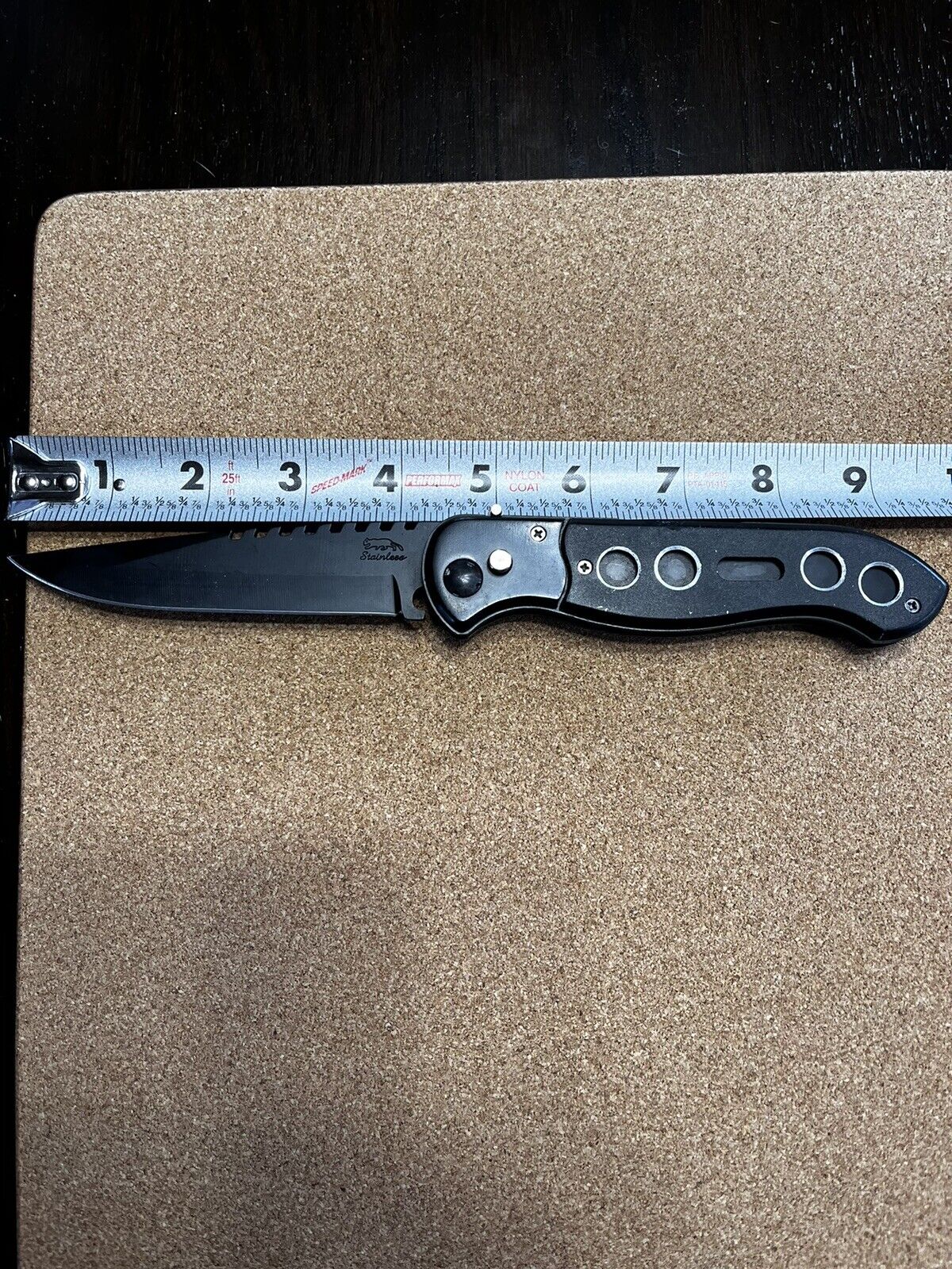 Hunting Knife Foldable SS 4” Blade Black Blade And Handle