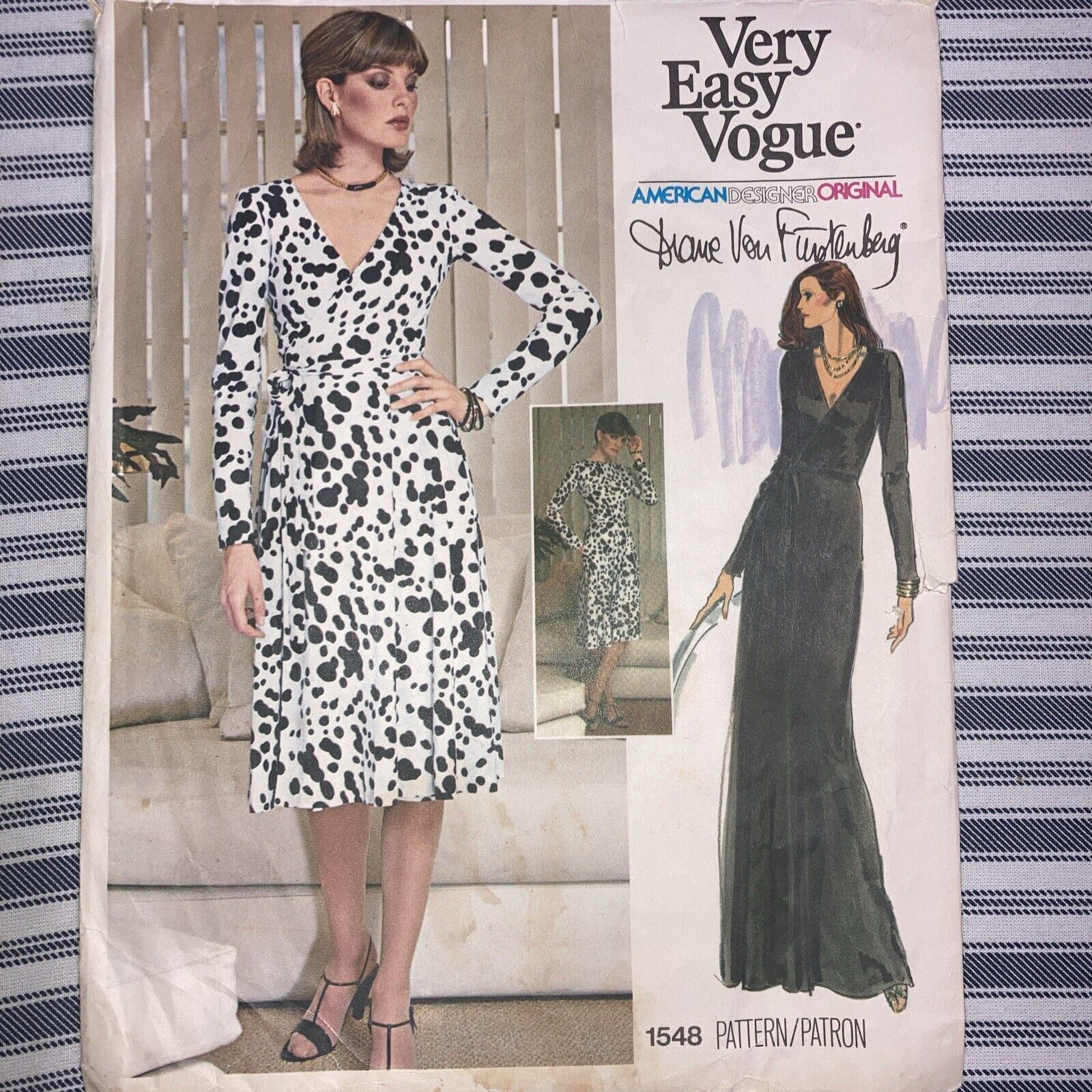 VERY EASY VOGUE 1548  Size  12    CUT          Diane Von Furstenberg  Wrap Dress