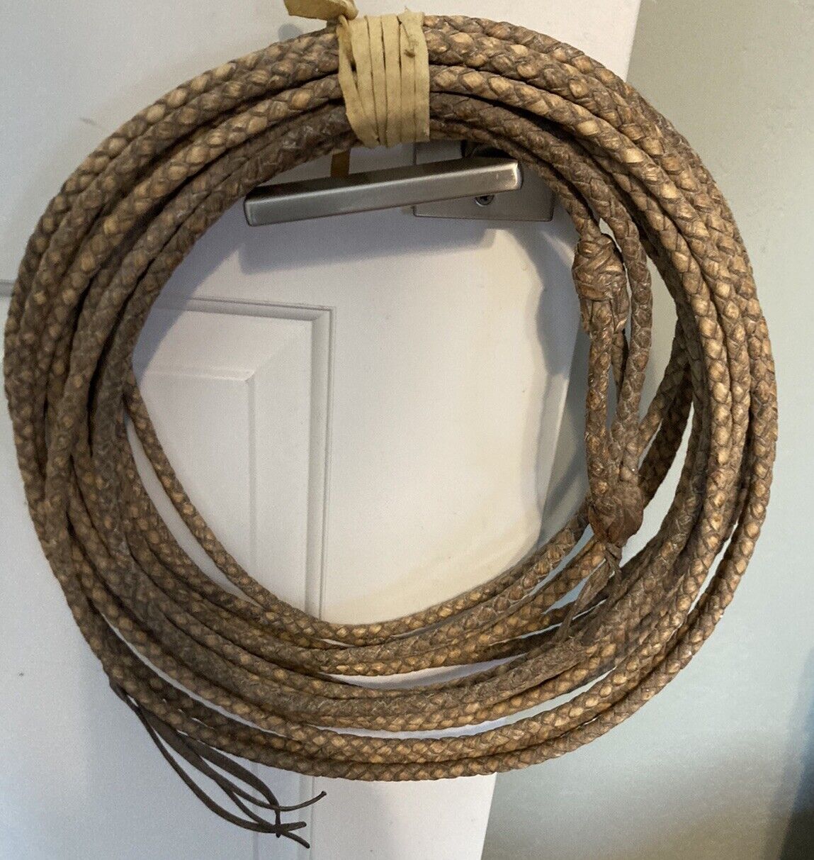 Real Antique Western Handmade Braided Rawhide Riata Reata 60’ Lasso Rope