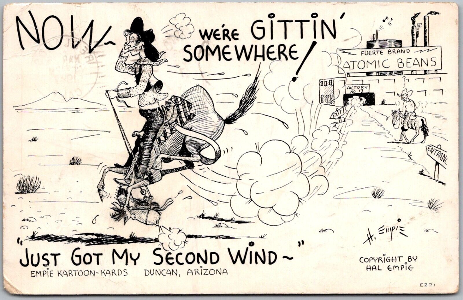PC-G3 Postcard Hal Empie Just Got My Second Wind, Duncan Arizona 1947