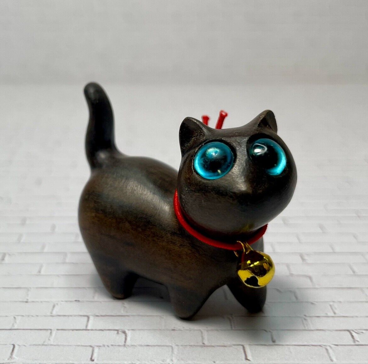 Wooden Cat Figurine Carving