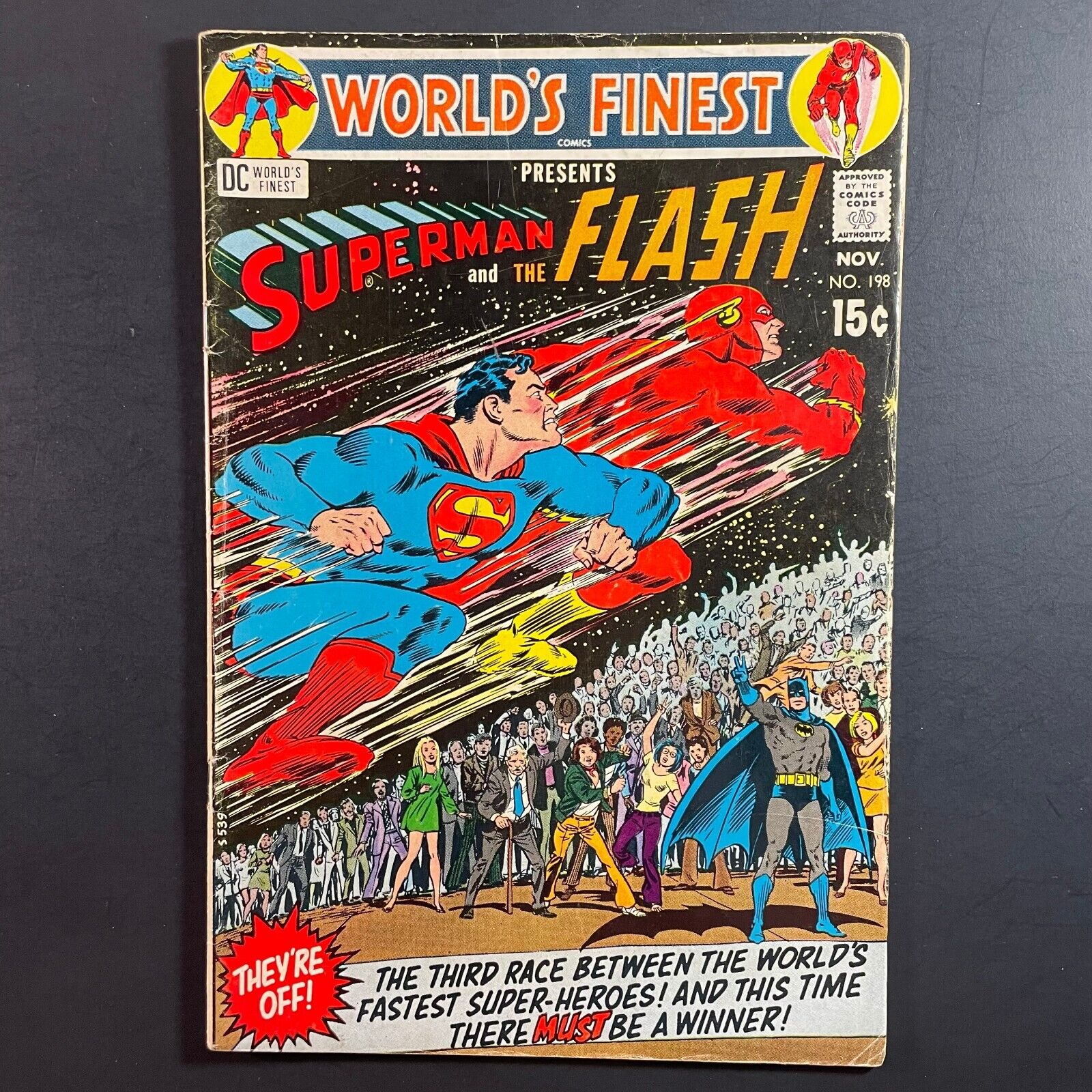 World's Finest 198 Superman vs Flash race EARLY Bronze Age DC 1970 comic book