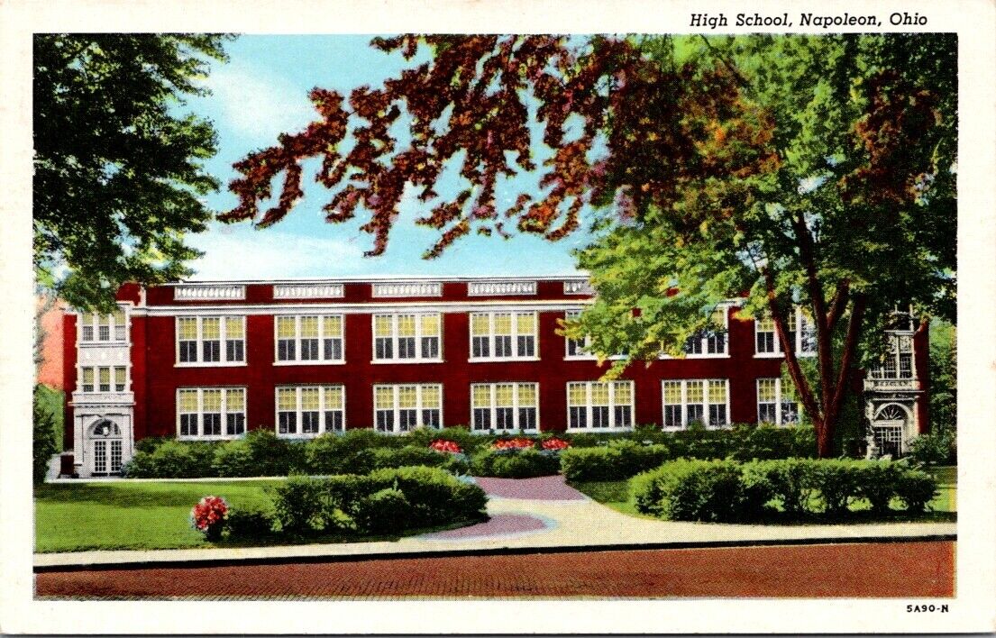 Napoleon OH High School Shaffs Drug Stores Distributor 1935 WB postcard P36