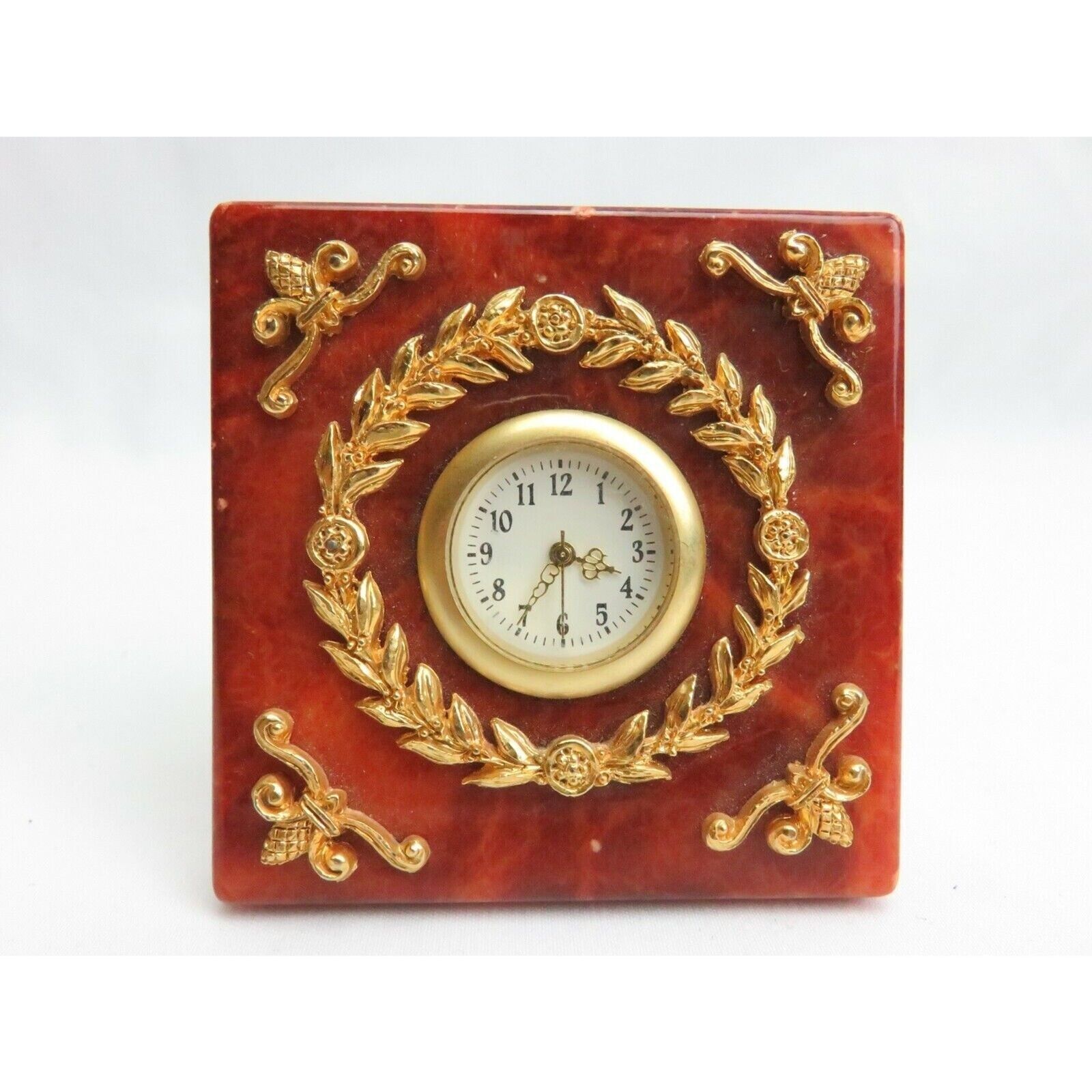 ITALIAN CHIELLINI DESK CLOCK MADE IN ITALY Vintage (2000) mini clock red gold