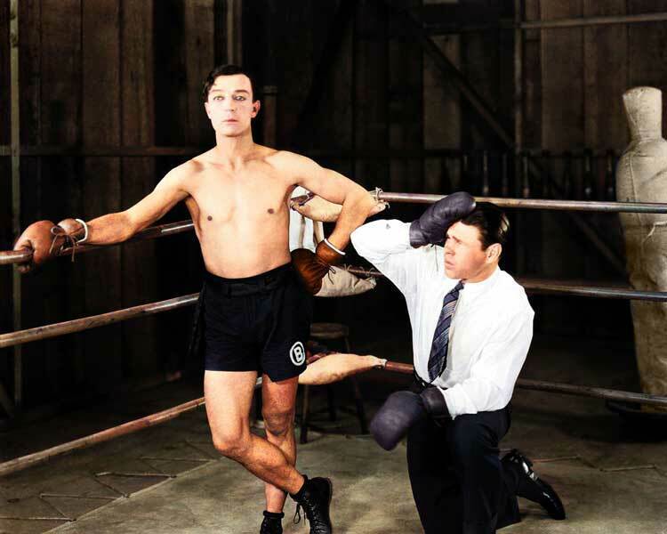 Buster Keaton & Mickey Walker 8x10 RARE COLOR Photo 717