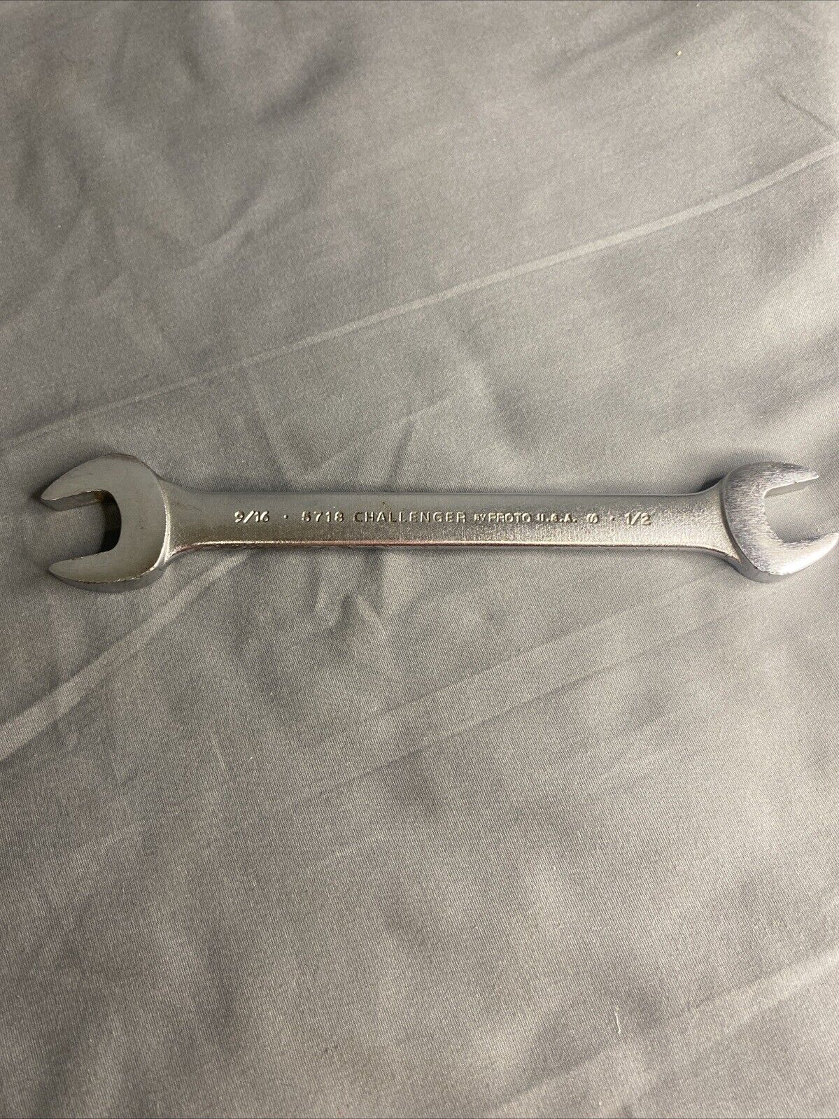 Vintage Challenger by Proto 5718 Open End Wrench 9/16” - 1/2” USA