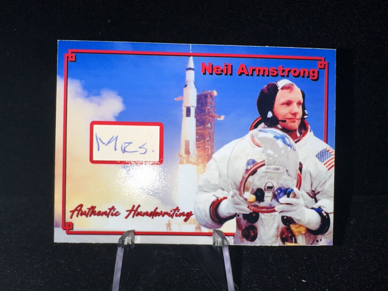 Neil Armstrong Handwritten Word MRS. Custom Trading Card - Apollo 11 - JSA