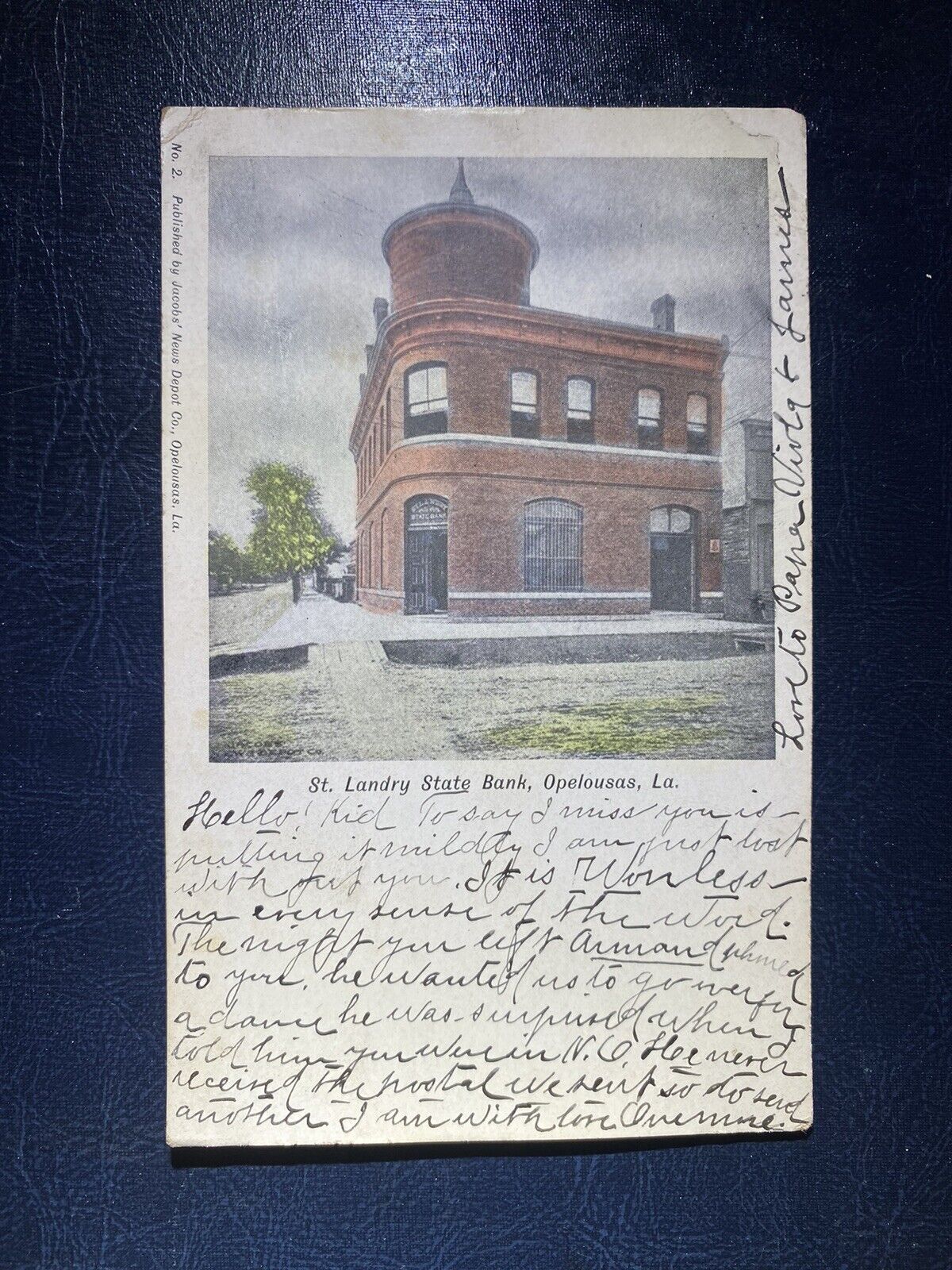 Antique VTG c1907 Postcard St Landry State Bank Opelousas LA RPPC South