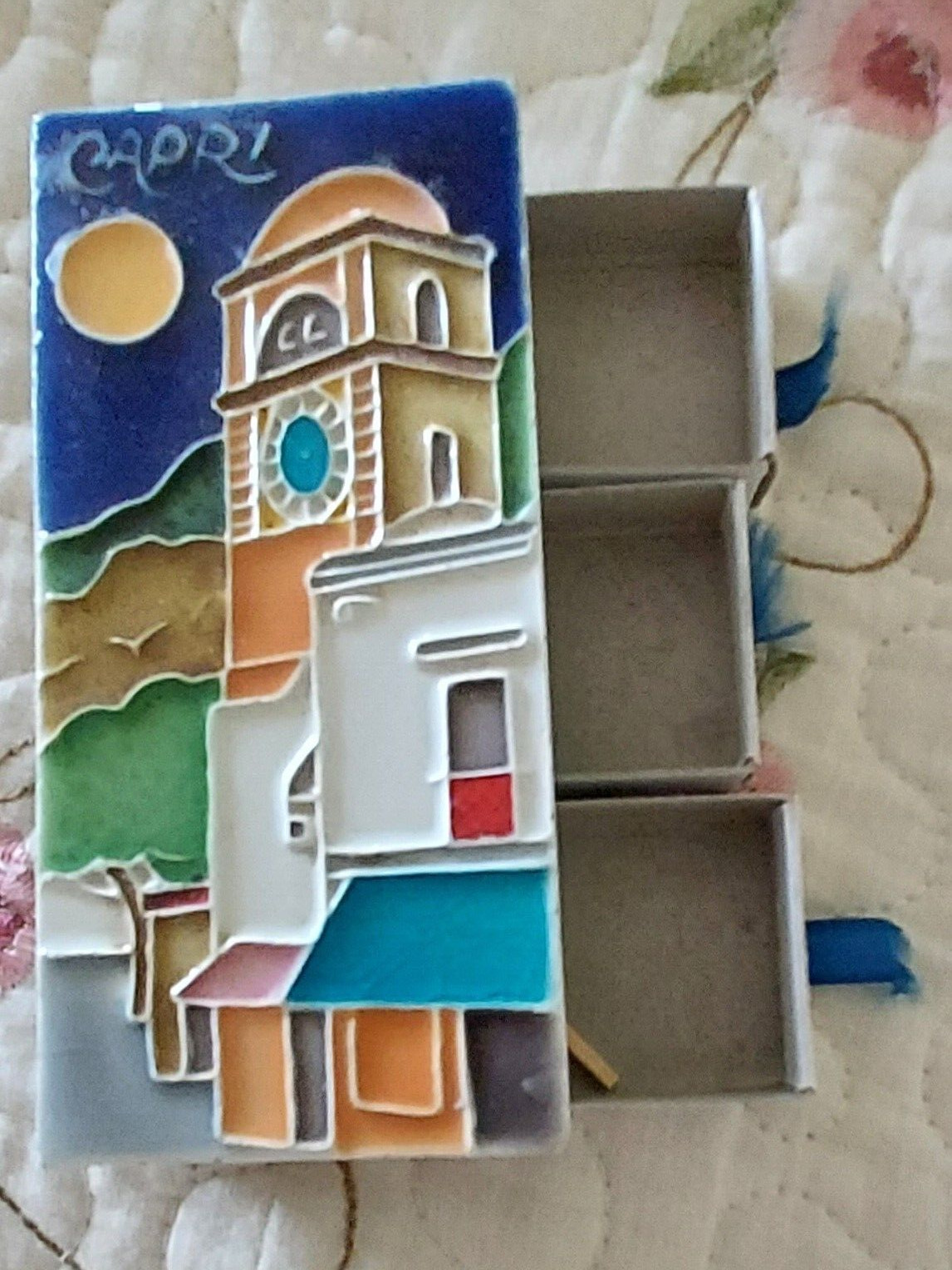 Vintage Creazioni Luciano CAPRI Ceramic glass match box holder