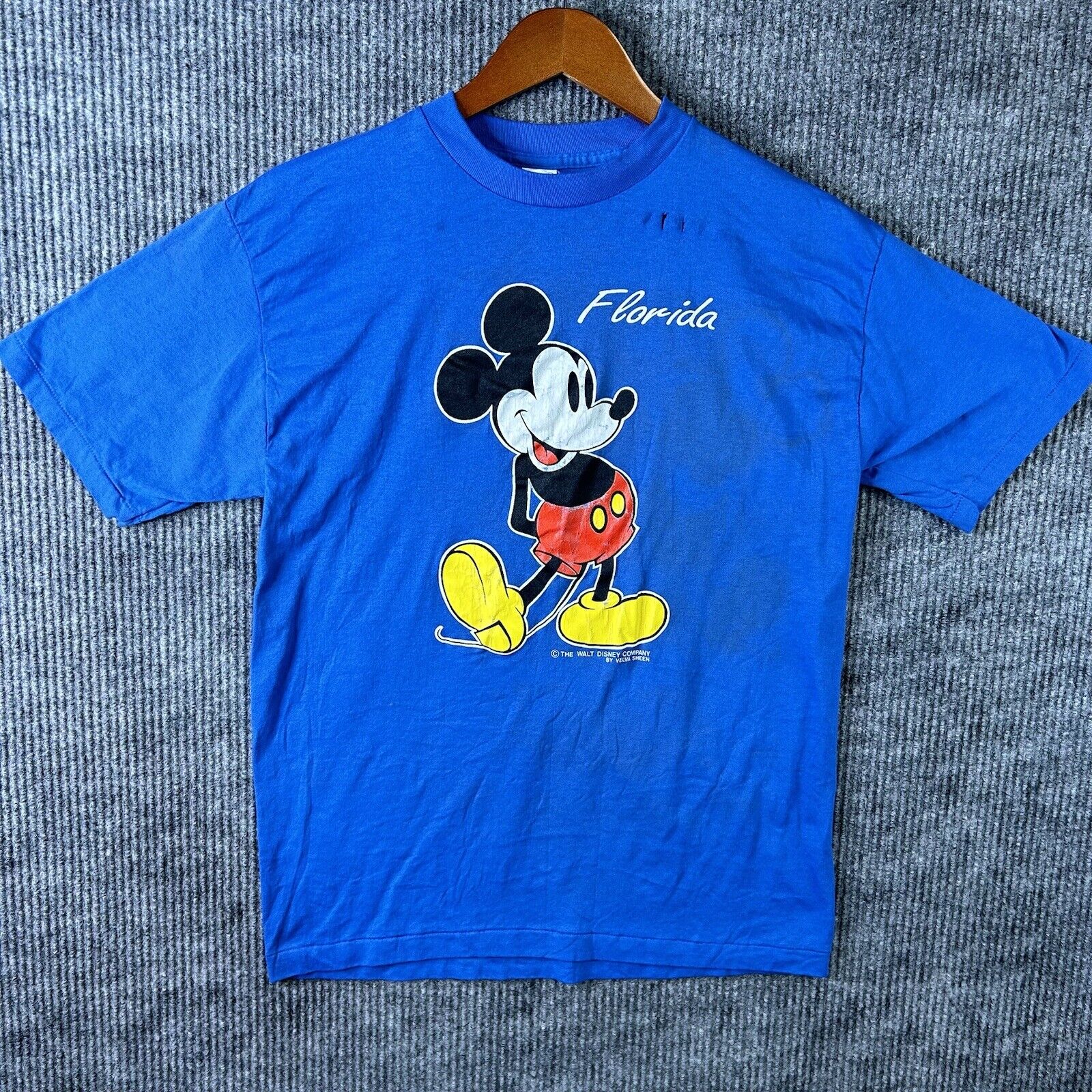 Vtg 1970’s Walt Disney World Florida Mickey Mouse T Shirt Adult L Made In USA