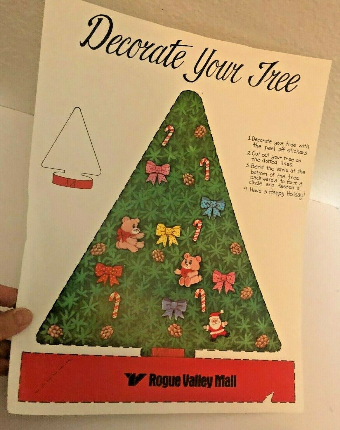 Vtg 1970s Paper Cardboard Xmas Tree Cut Out DISPLAY CRAFT Stand Up DECOR a
