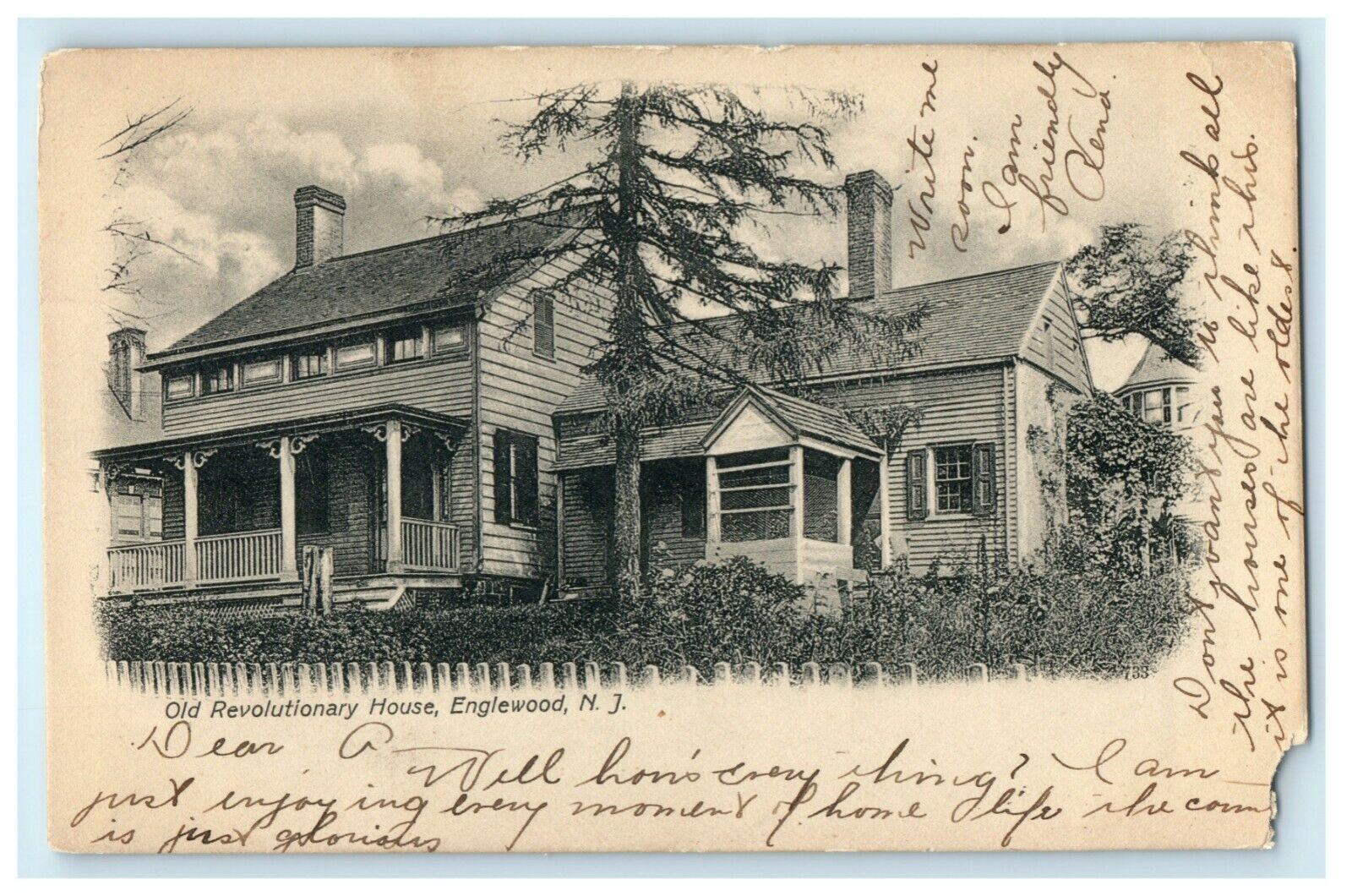 1913 Old Revolutionary House Englewood New Jersey NJ Postcard