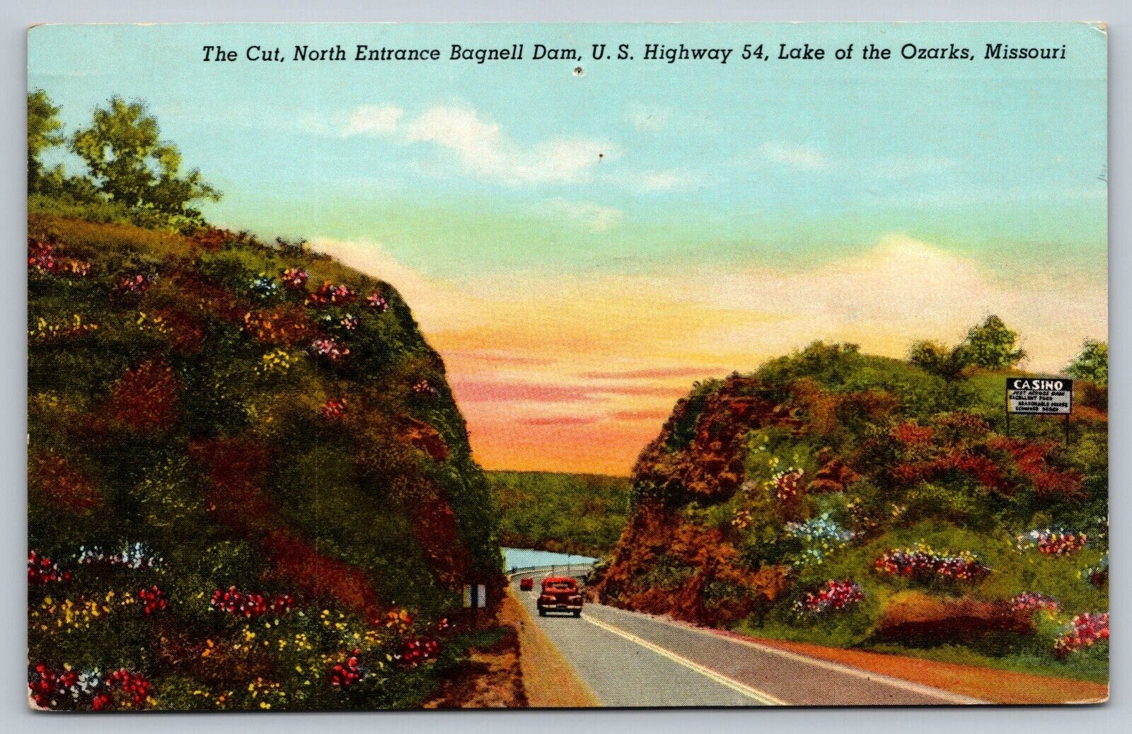 North Entrance Bagnell Dam Ozarks Missouri Posted Vintage Divided Back Post Card