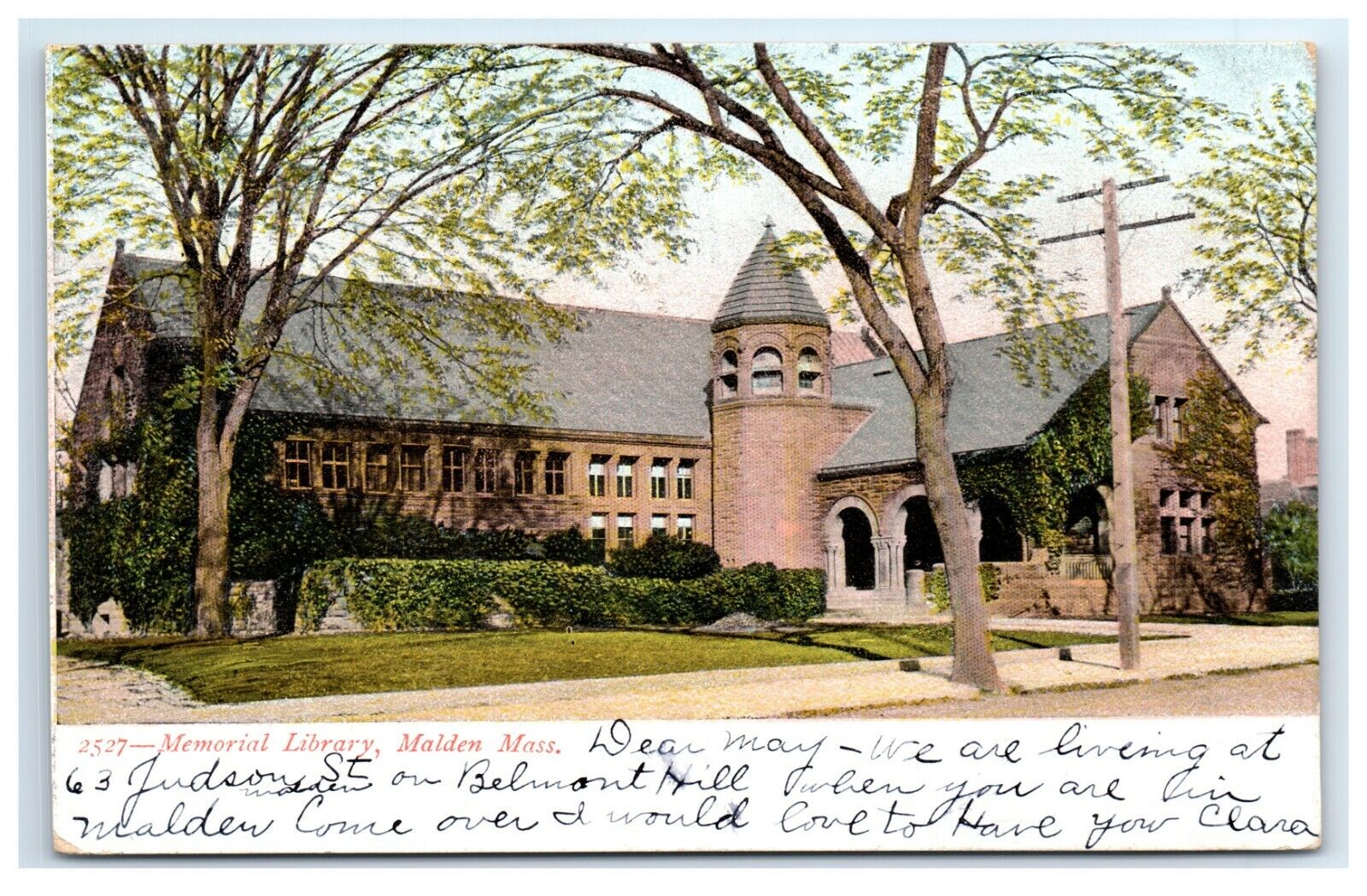 Postcard Memorial Library, Malden Mass MA 1912 F7