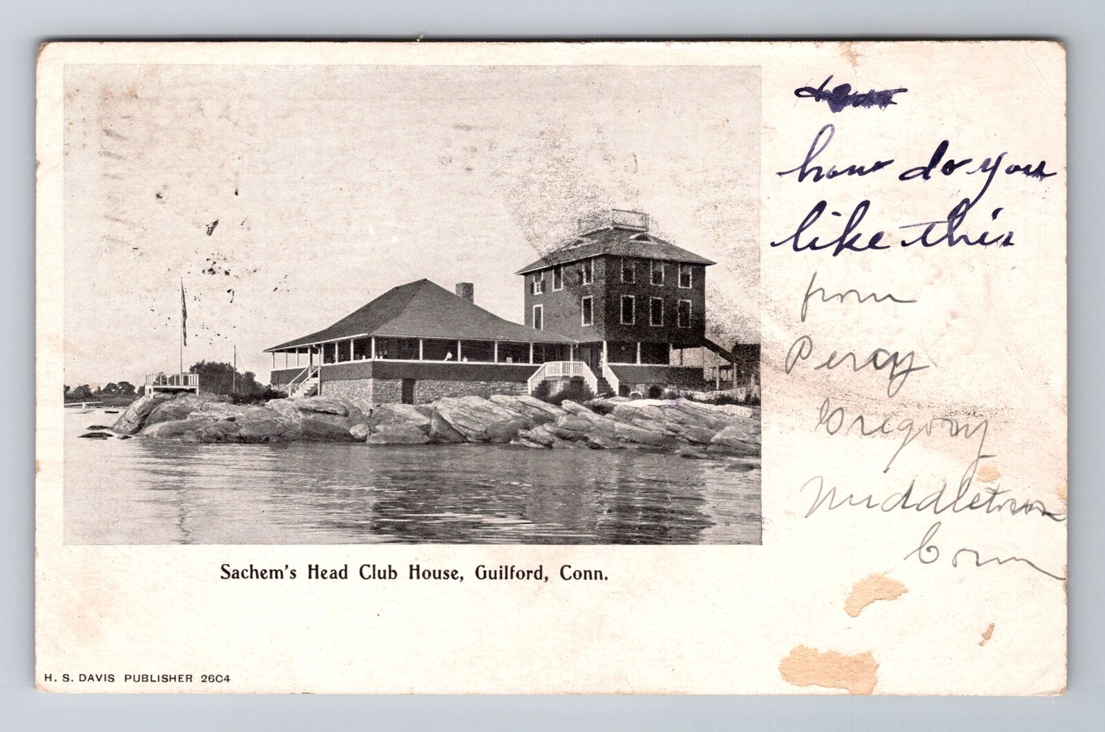 Guilford CT-Connecticut, Sachem\'s Head Club House, Vintage c1906 Postcard