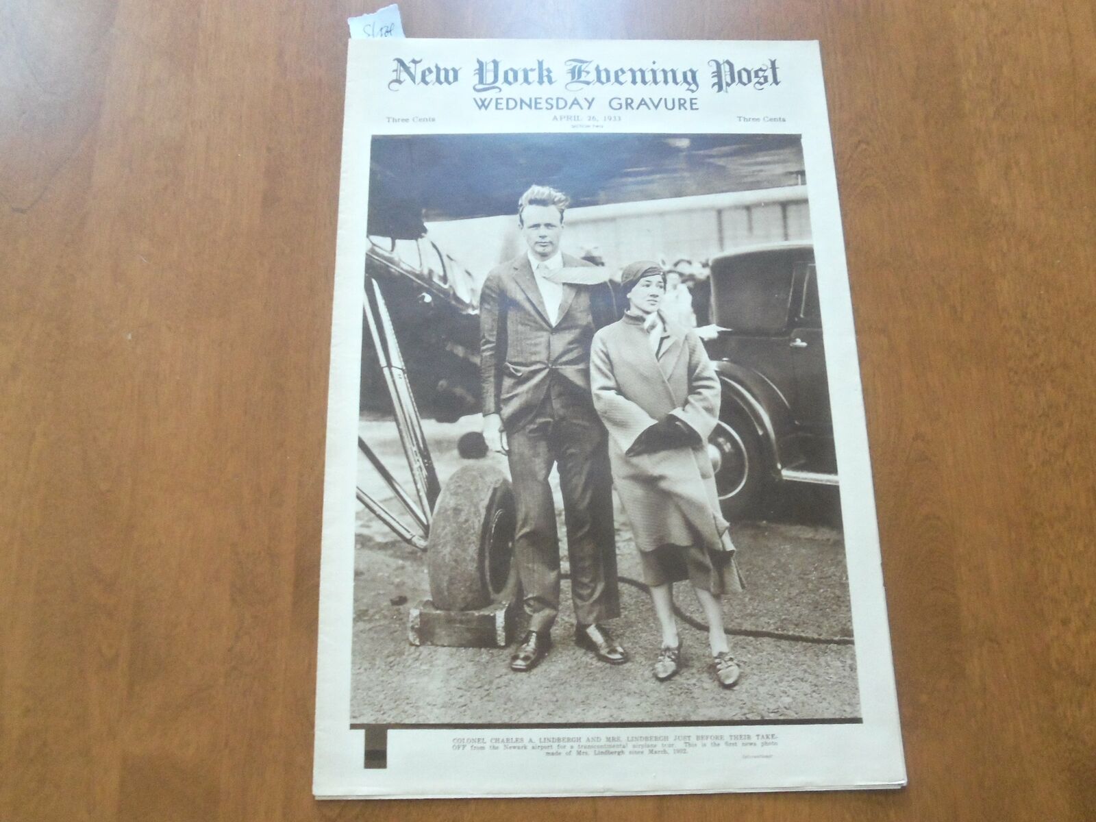 1933 APRIL 26 NEW YORK EVENING POST GRAVURE SECTION - LINDBERGHS - NP 5011