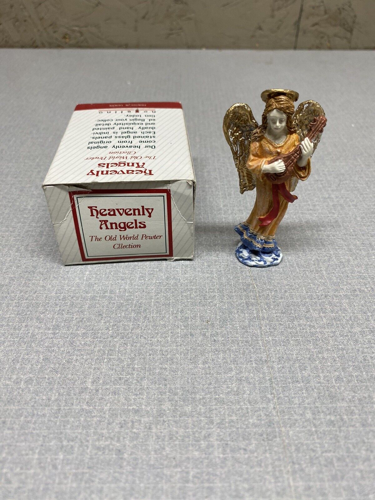 Old World Pewter Heavenly Angels Hand Painted Angel Figure W/Box  &1