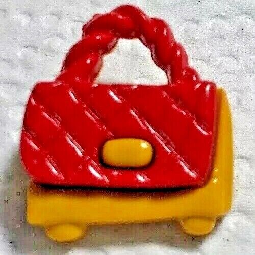 Nice Red & Yellow PURSE BAG 2 Pc Snap Together Plastic Realistic Button 3/4”