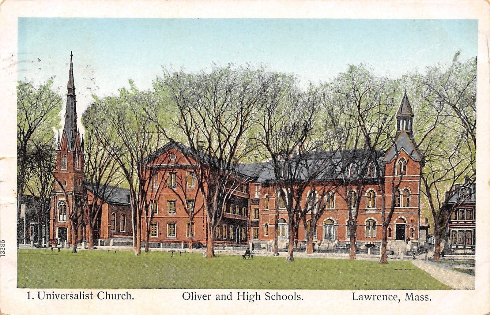 Lawrence MA~Universalist Church~Oliver & High Schools~1906 Copper Windows PC