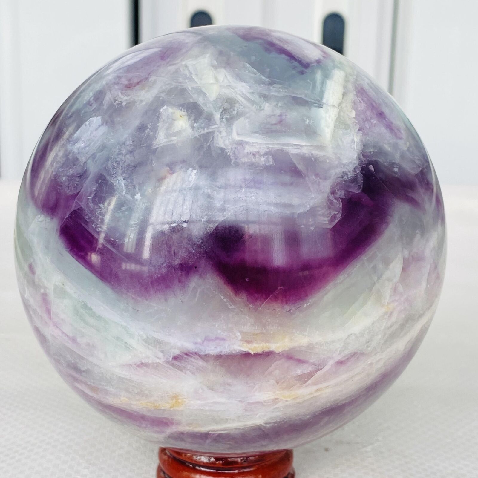 1760G Natural Fluorite ball Colorful Quartz Crystal Gemstone Healing