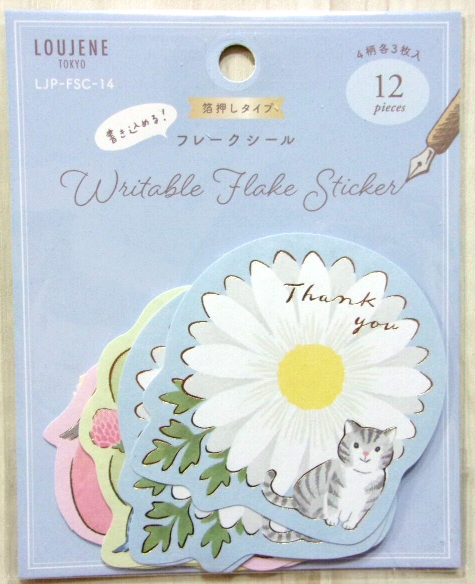 LOUJENE TOKYO Cat Bird Rabbit Flower Fruits Wrapping Gift Message Sticker Japan