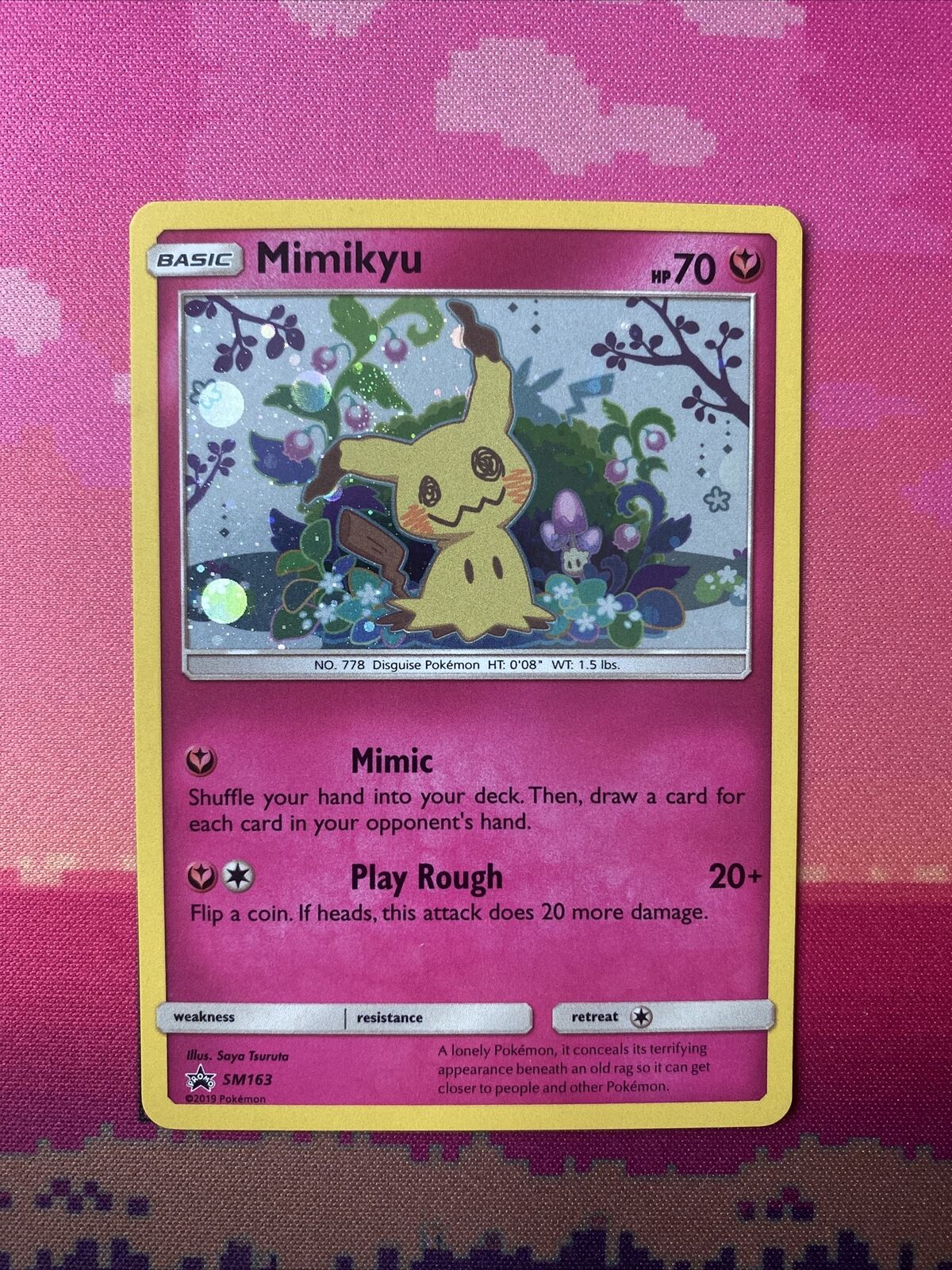 Pokemon Card Mimikyu SM163 Black Star Promo Holo Near Mint Condition