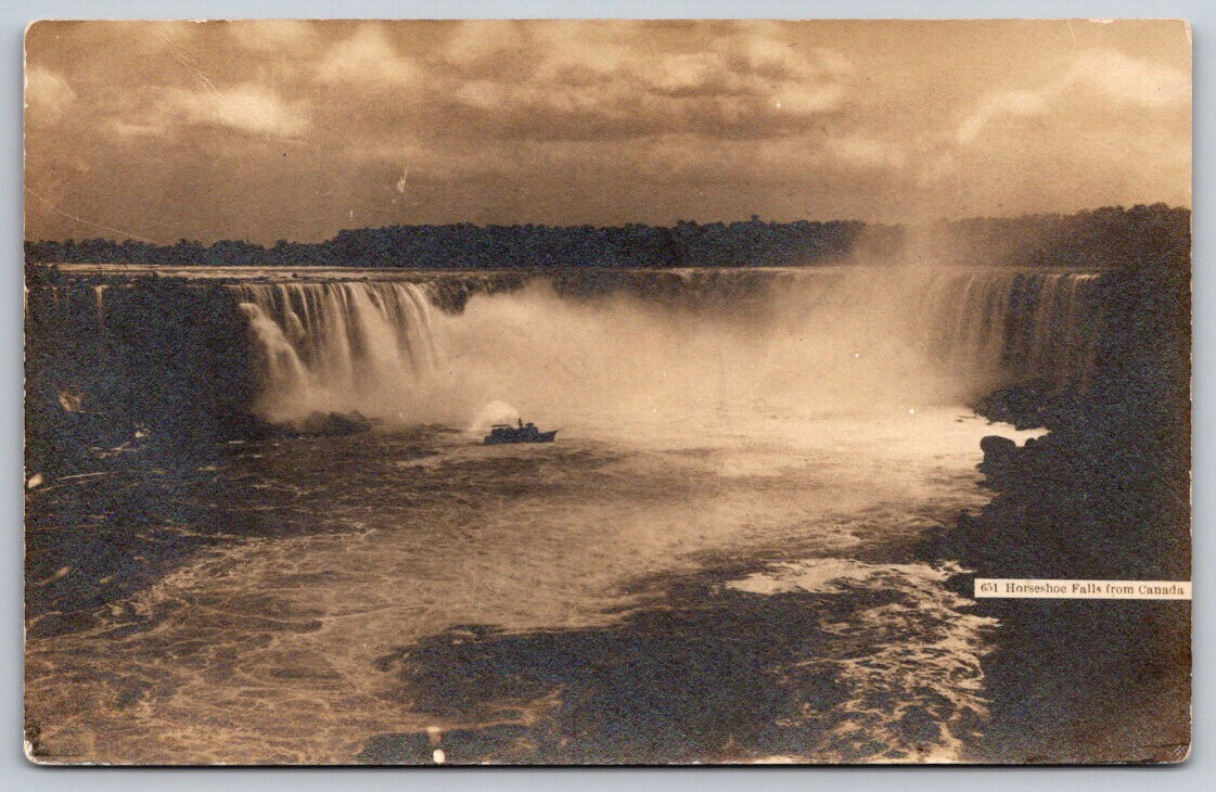 Horseshoe Falls from Canada Real Photo Postcard RPPC