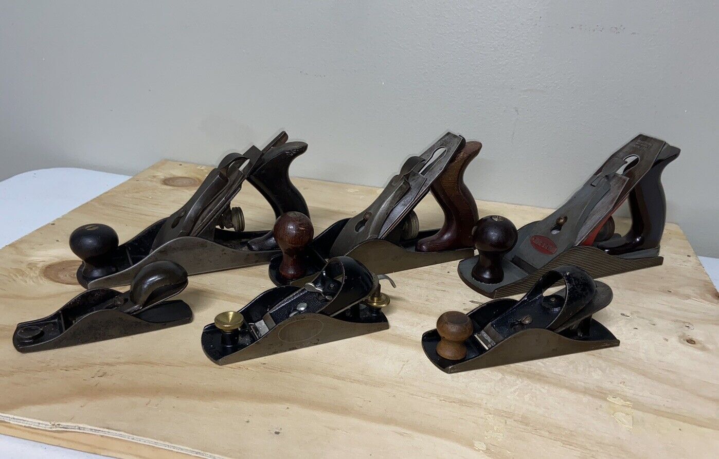 Lot Of 6 Vintage Stanley Bailey  No. 3 Sweetheart Craftsman Hand Wood Planers