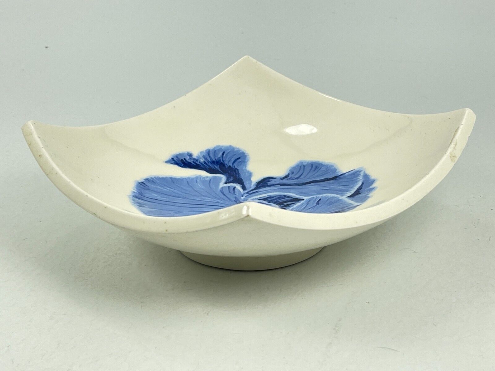 Vintage Square Blue Orchid Flower Ashtray Ash Tray Trinket Coin Jewelry Dish