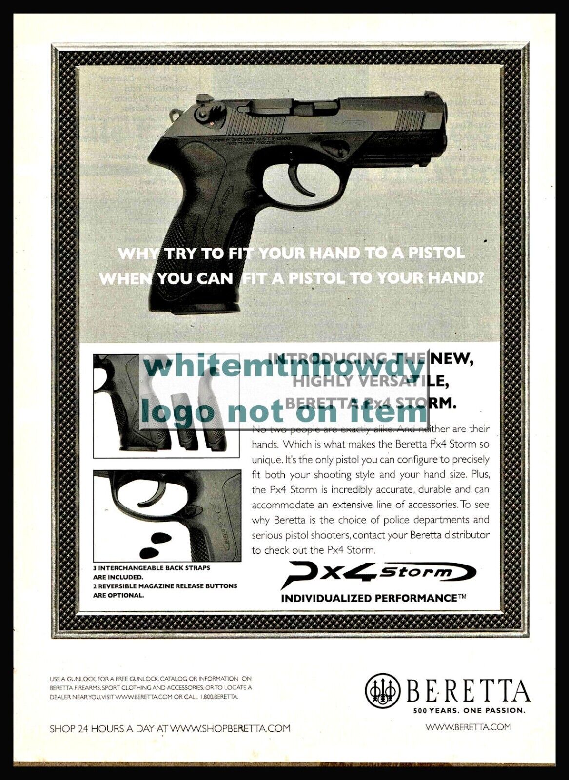 2007 BERETTA Px4 Storm Pistol Original PRINT AD Handgun Gun Advertisement