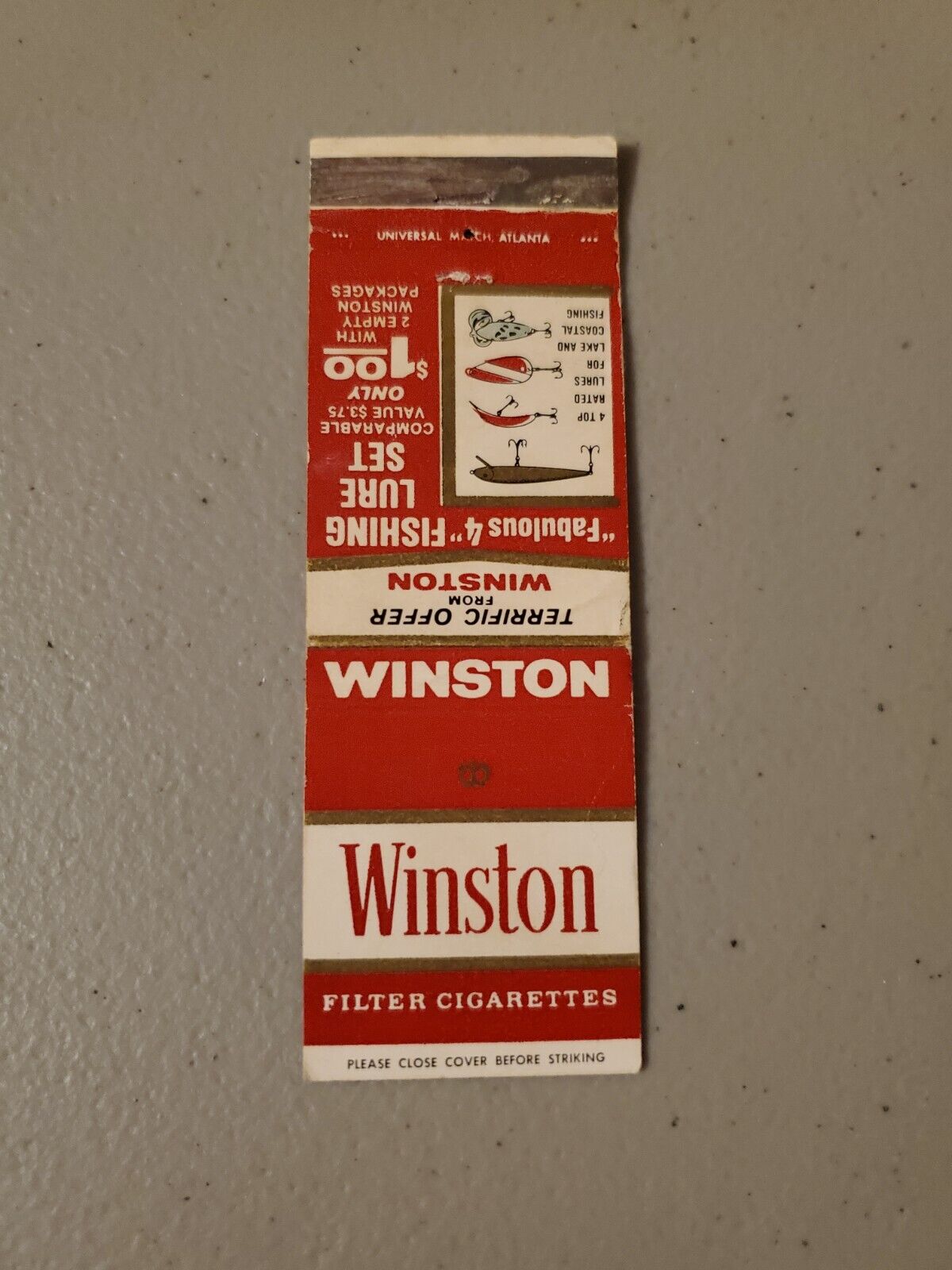 Vintage Matchbook Winston Filtered Cigarettes Fishing Lure Offer  70\'s 14