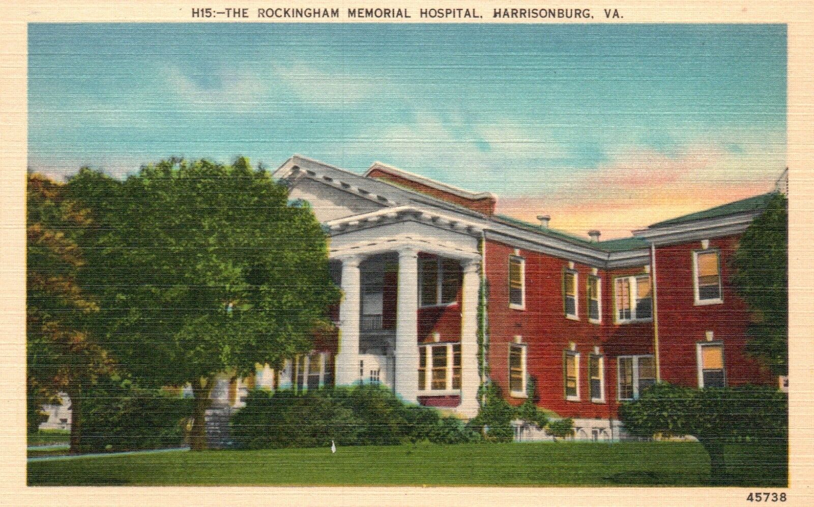 Postcard VA Harrisonburg Rockingham Memorial Hospital Linen Vintage PC H4404