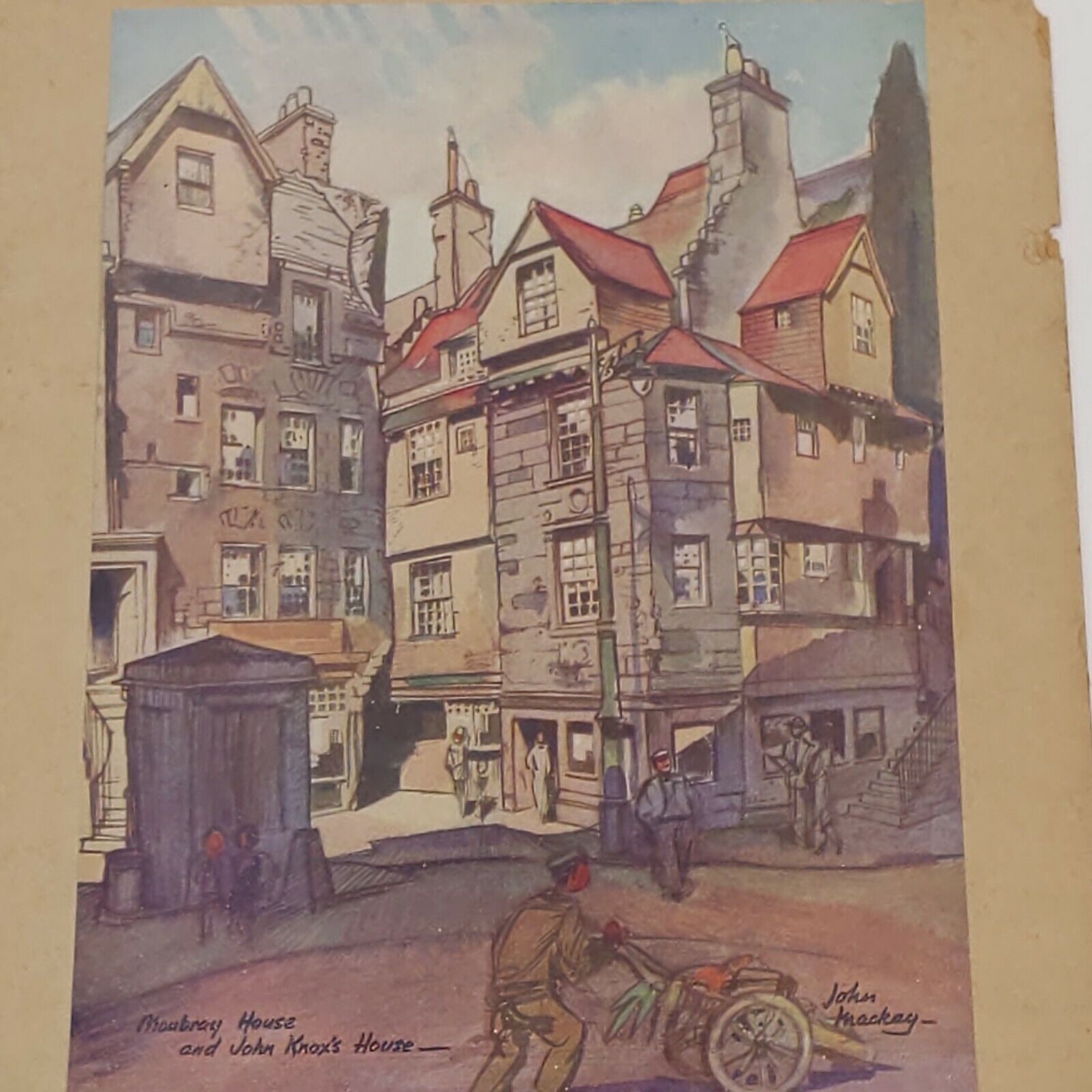 Vtg Moubray John Knox House Edinburgh Scotland Art Print John Mackay Watercolor