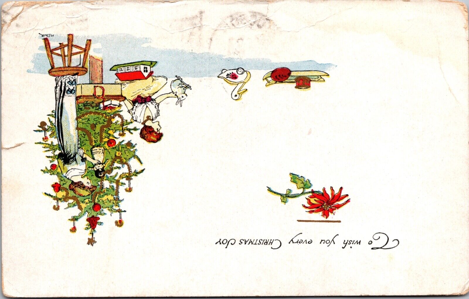 Postcard - Christmas Holiday Art Print - To wish you every Christmas Joy