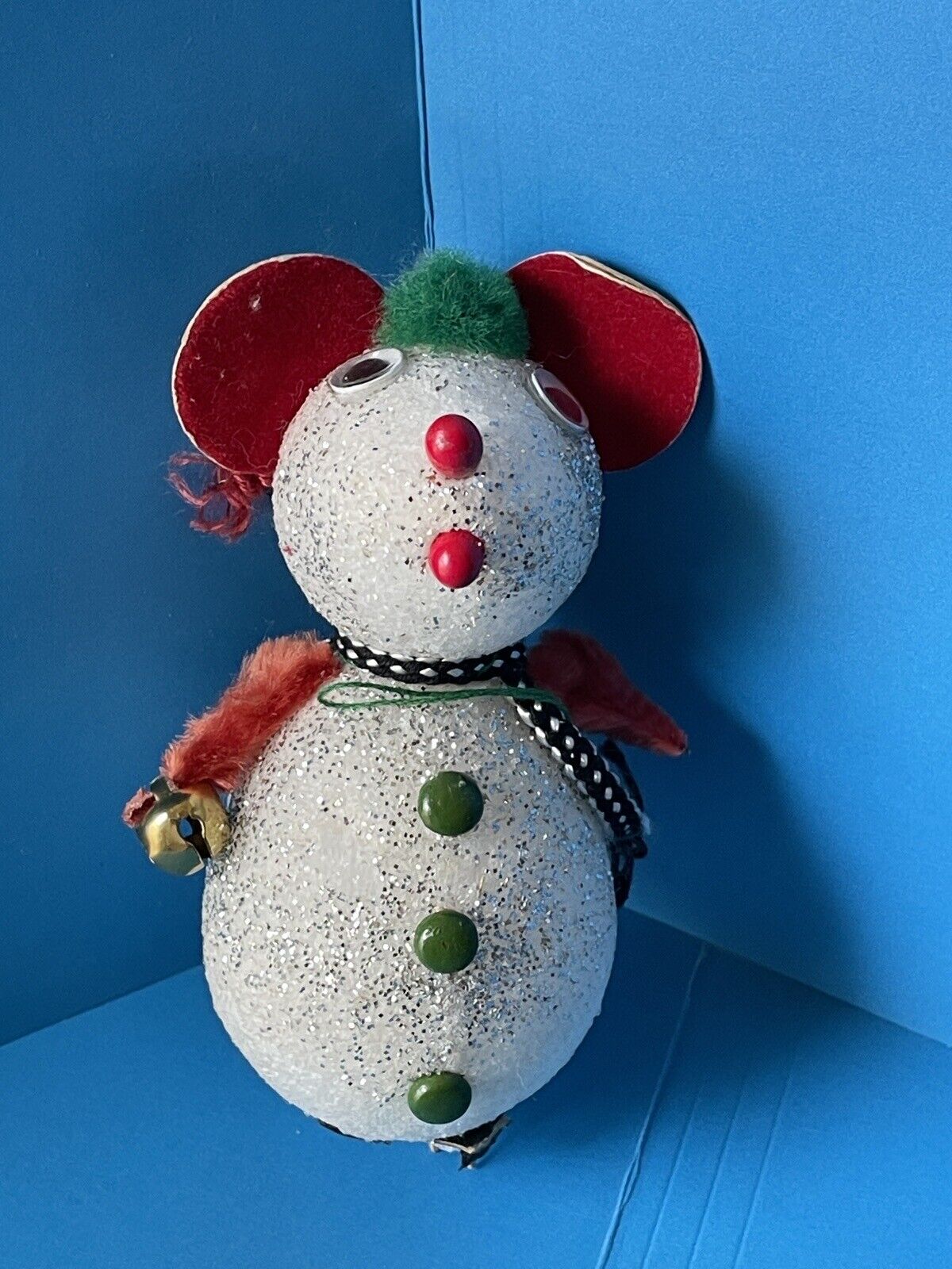 Vintage 5.5” Mouse Styrofoam Christmas Decor NEEDS FEET/BASE