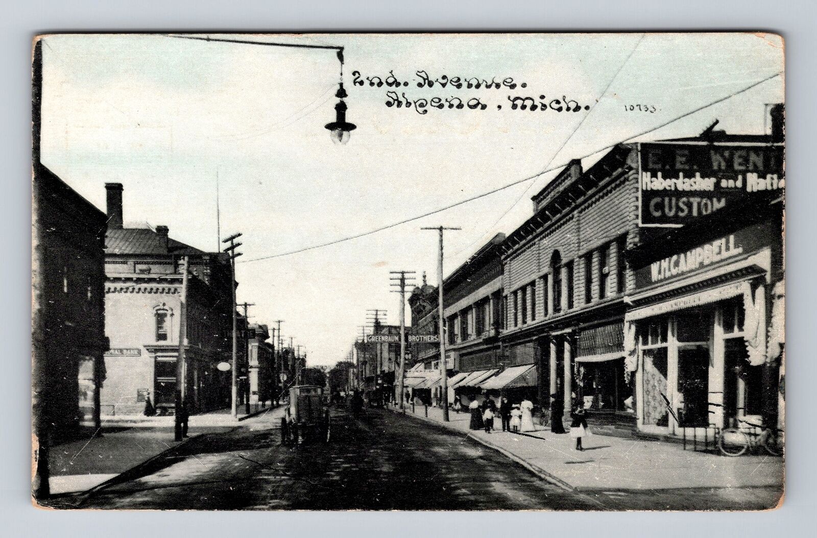 Alpena MI-Michigan, Storefronts Along 2nd Avenue, Antique, Vintage Postcard