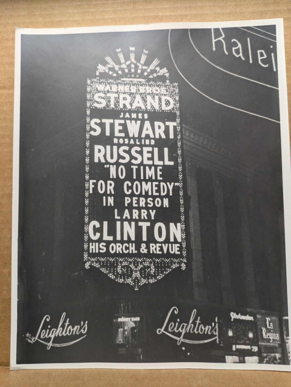 Vintage NYC Strand Theater Marquee Jimmy Stewart, Larry Clinton Band 1940 HTF