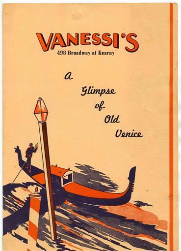 Vanessi\'s Menu Broadway San Francisco California 1938 Glimpse of Old Venice