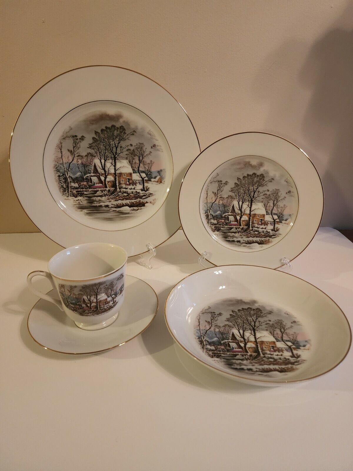 Avon Currier and Ives 5 pc. Place Setting  1981