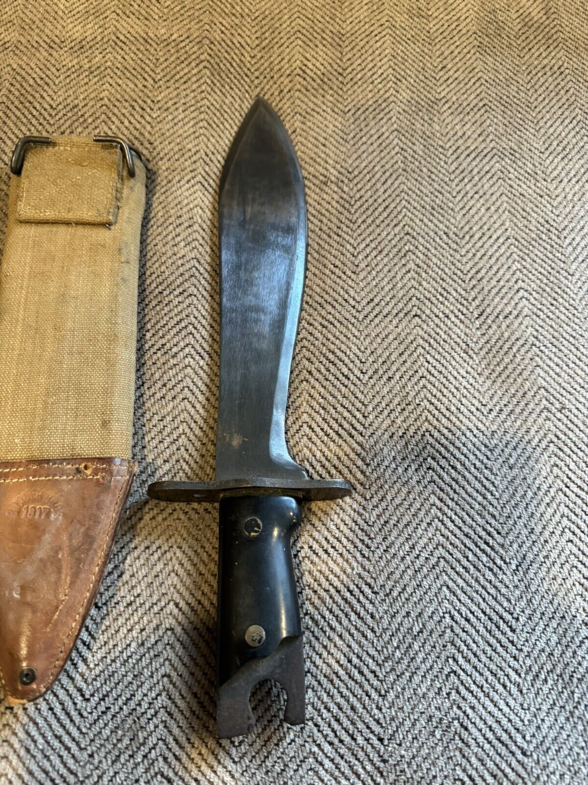 Vintage Original WW1 Bolo Fighting Knife US MOD 1918 SCABBARD 1917 Brauer Bros