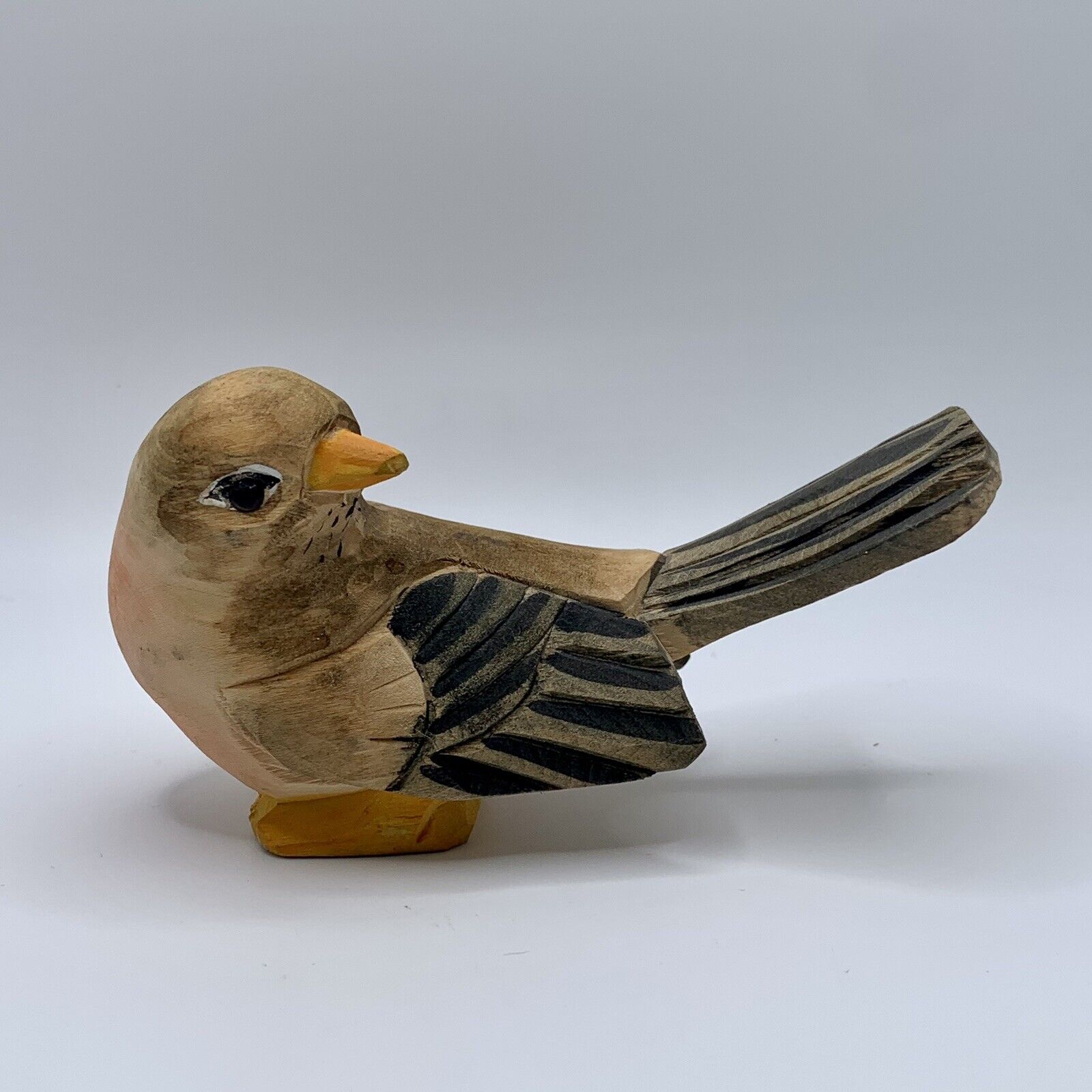 vintage hand carved wood bird figurine