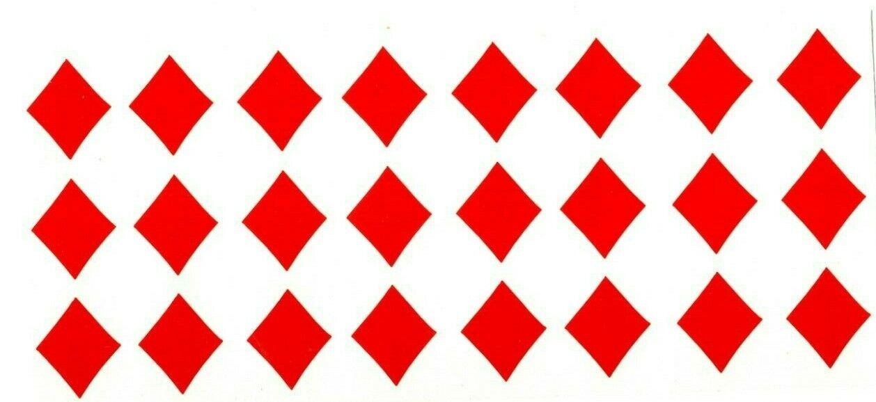 Diamond Stickers | 1 inch tall | quantity 24 | pinochle | playing card suit