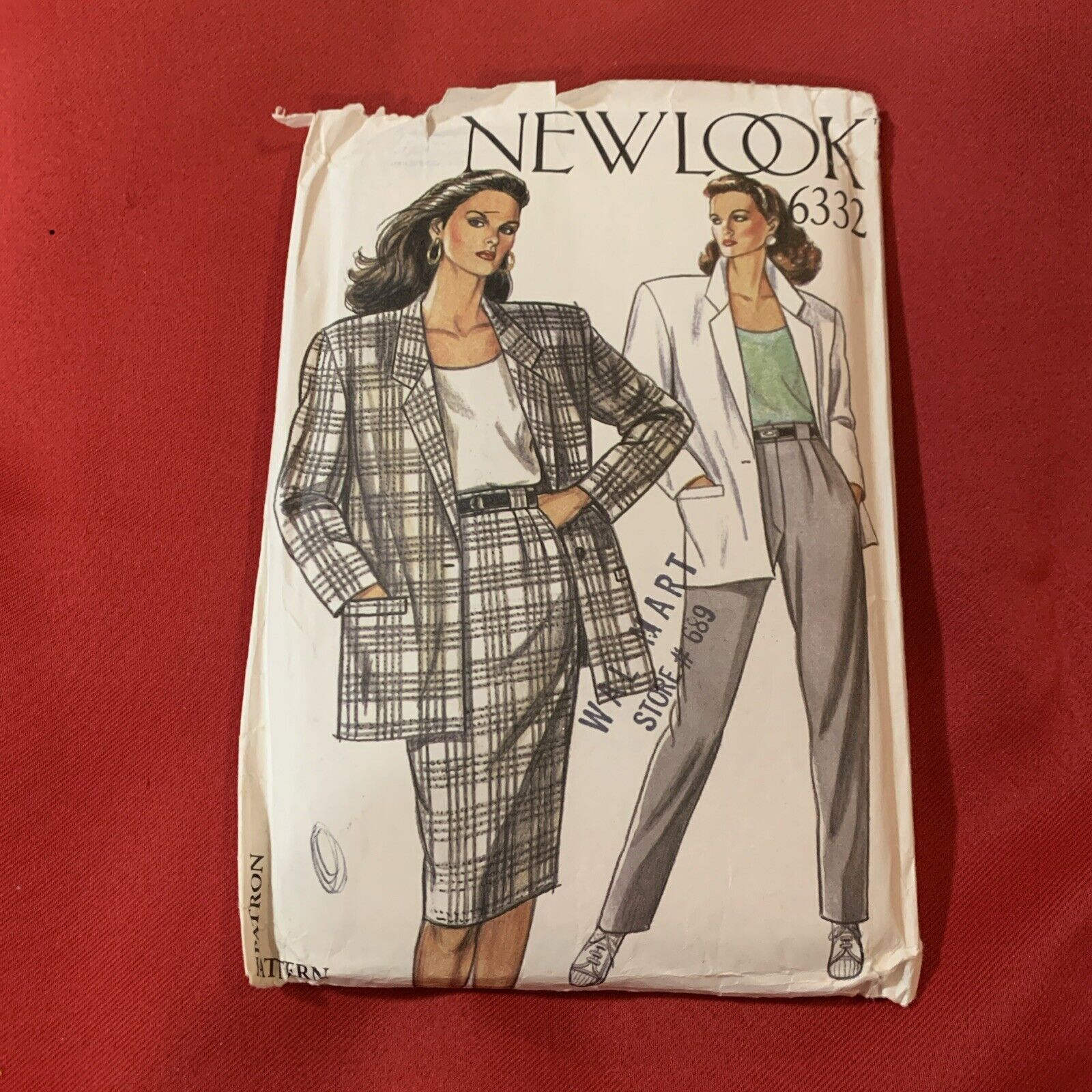 Vintage 1980s New Look 6332, Womens Suit, Size 8-18 Cut
