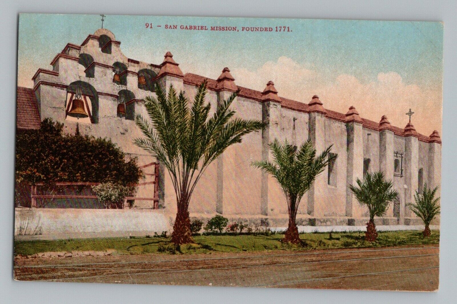 San Gabriel California CA Mission Founded 1771 Postcard 1907-15