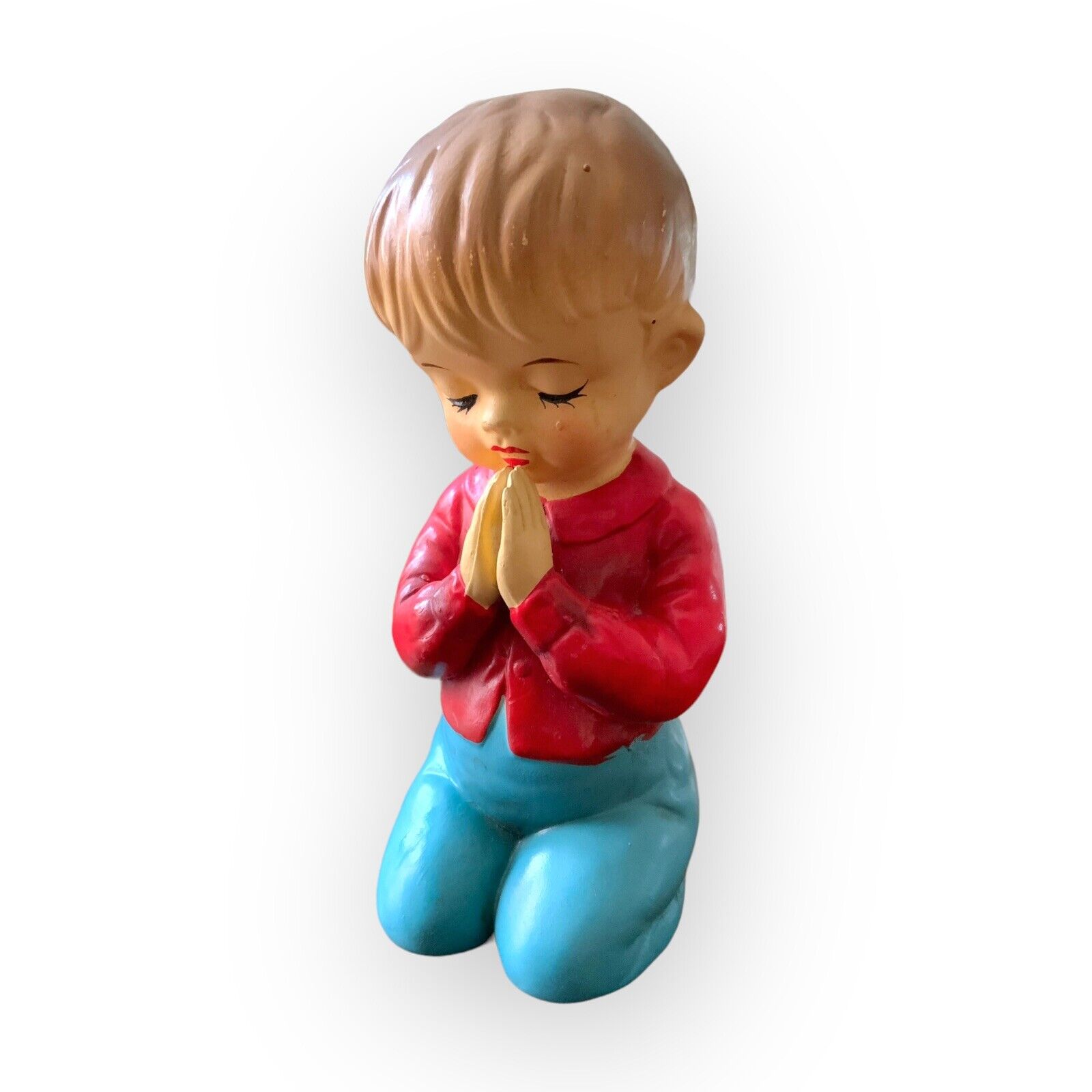 Vintage Norleans Praying Boy Figurine Japan 6.5” Ceramic Christian Nursery Decor