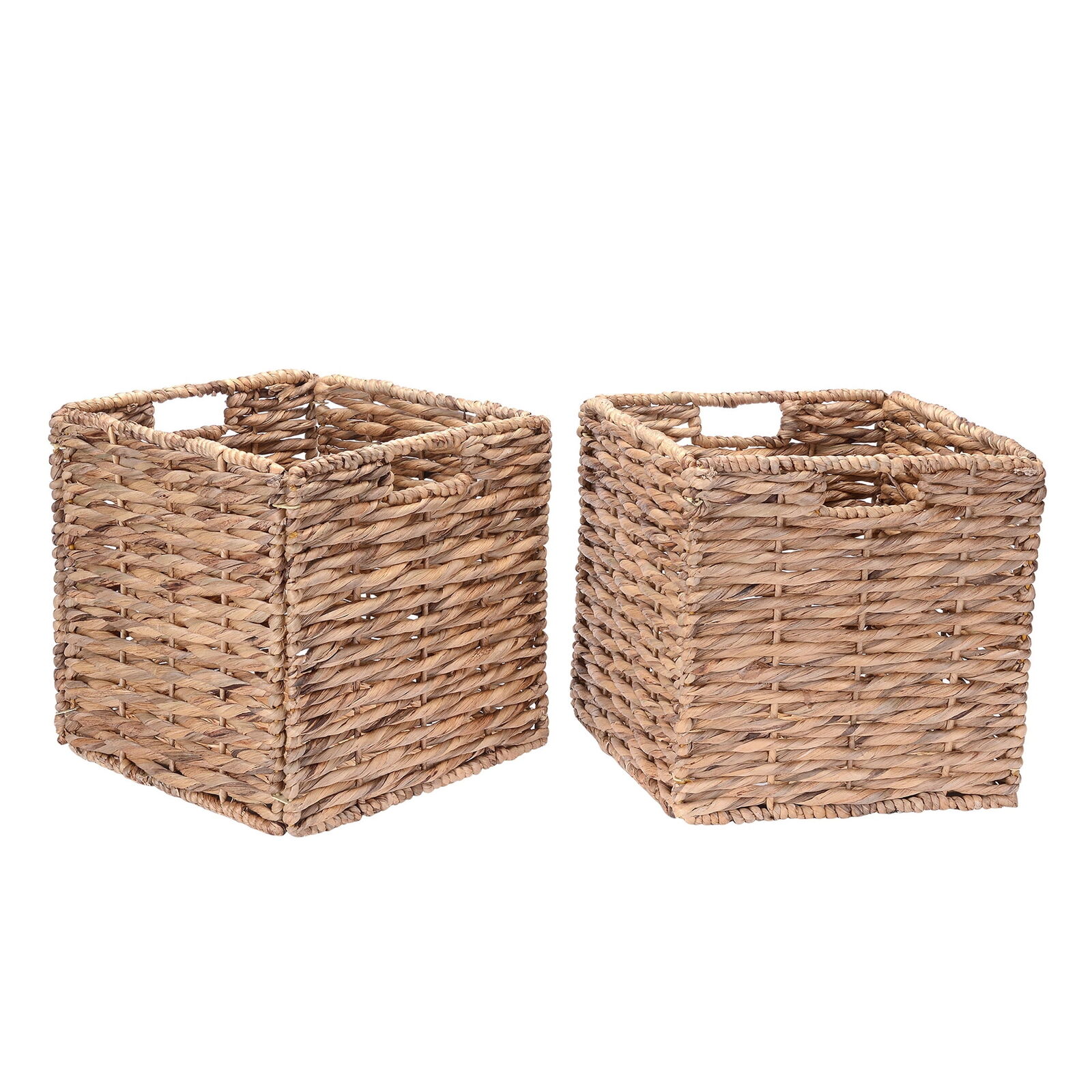 Villacera Set of 2 Handmade Twisted Wicker Baskets with Handles (Natural)