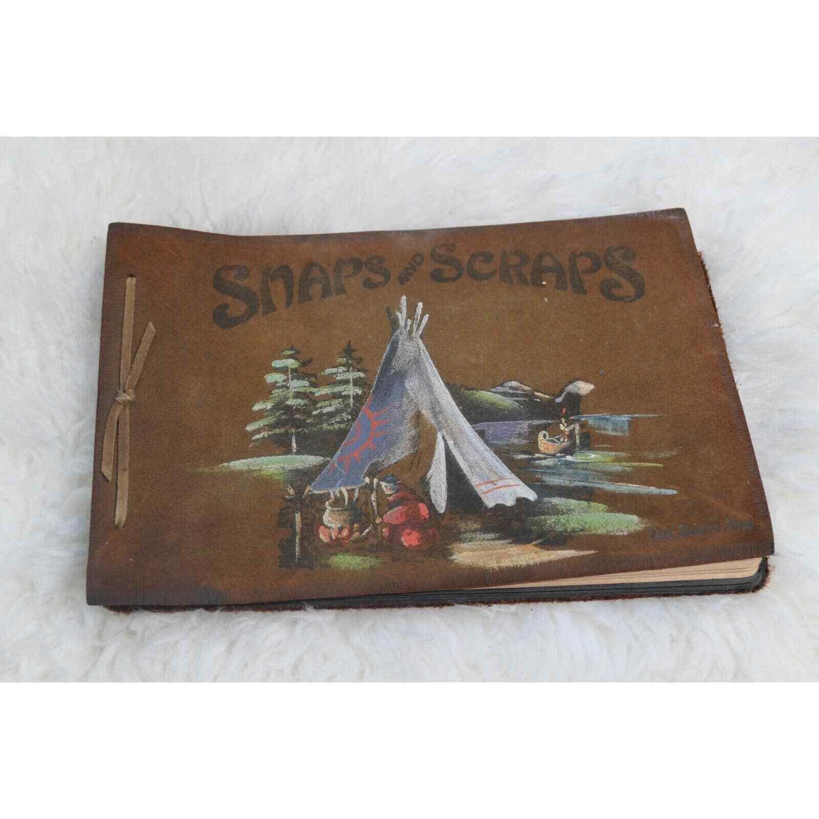 Vintage OAK BLUFF MA Snaps and Scraps Leather Cover Scrapbook MARTHA\'S VINEYARD