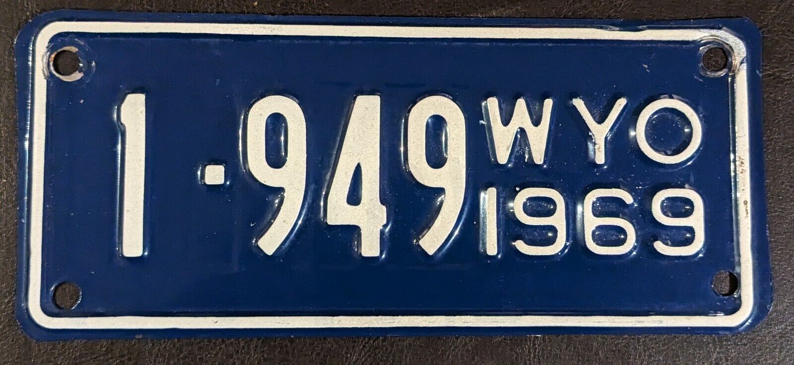 Original 1969 Wyoming Motorcycle License Plate Displayed Only County 1